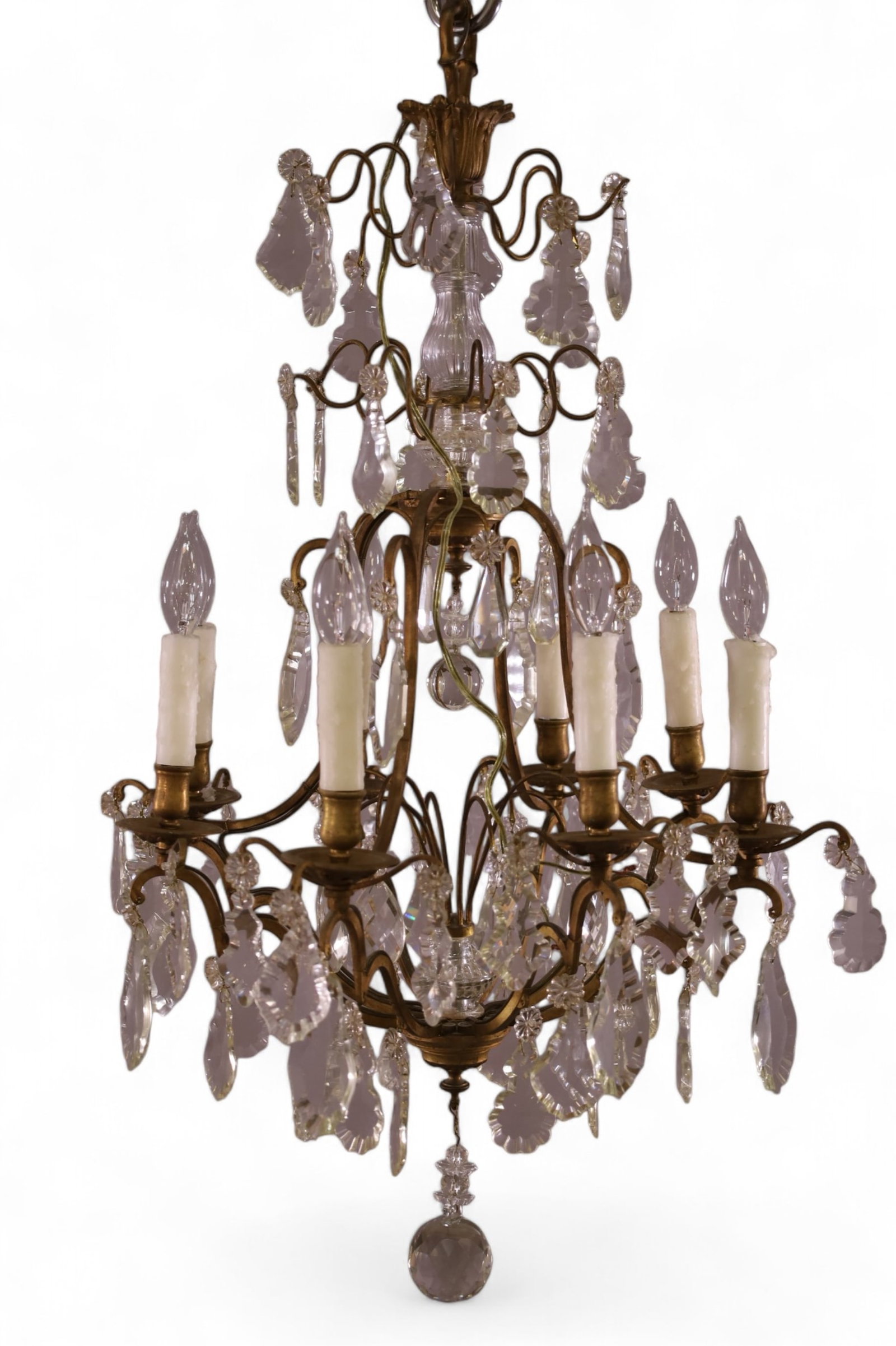 FRENCH STYLE BRONZE & CRYSTAL PRISM CHANDELIER (1 of 3)