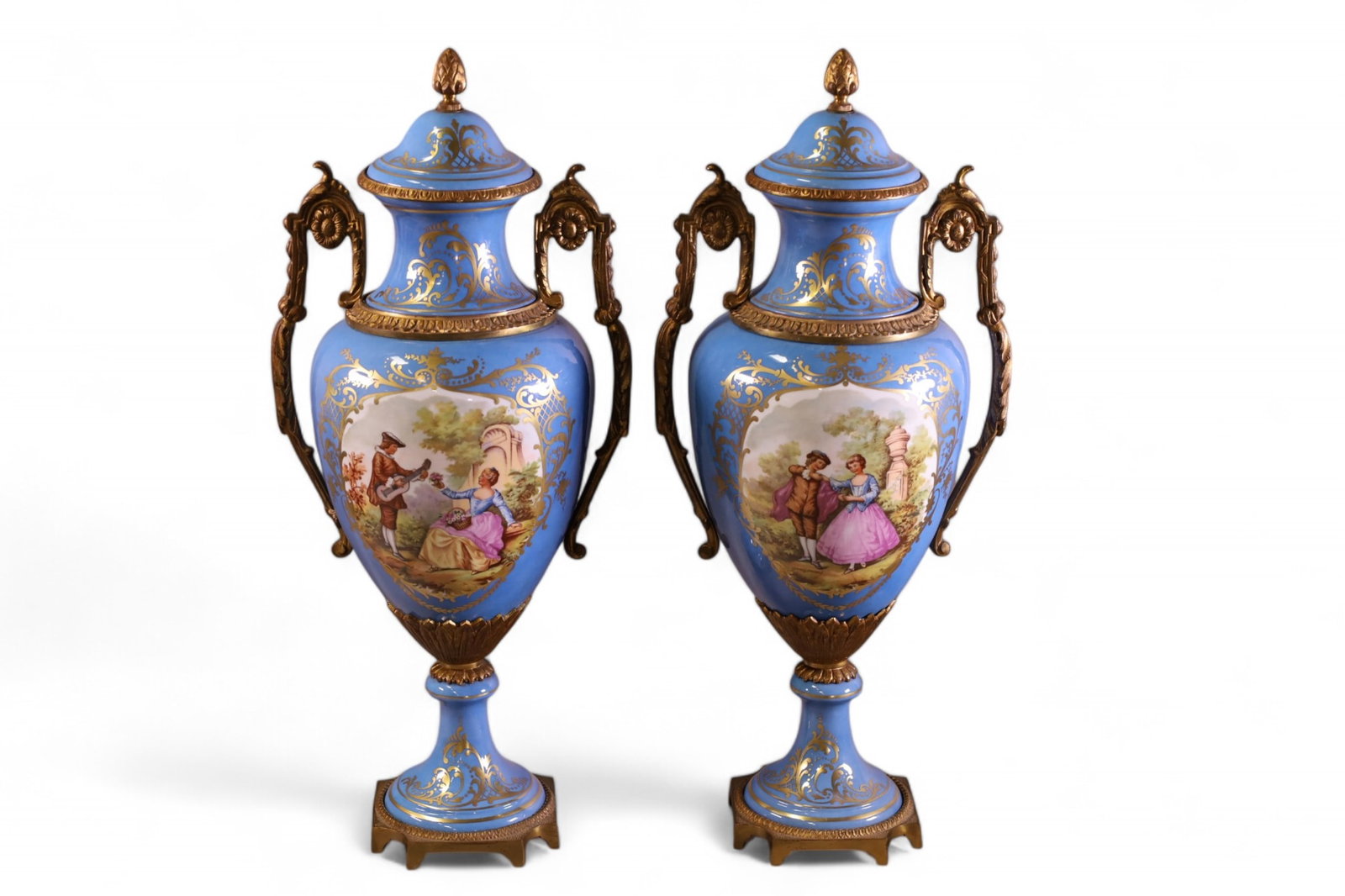 PAIR OF SEVRES STYLE URNS (1 of 2)