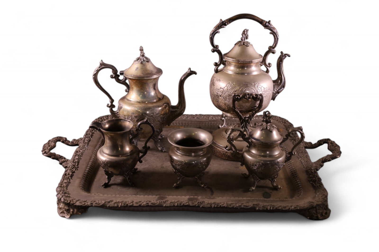 LARGE VICTORIAN SILVERPLATED TEA SET (1 of 4)