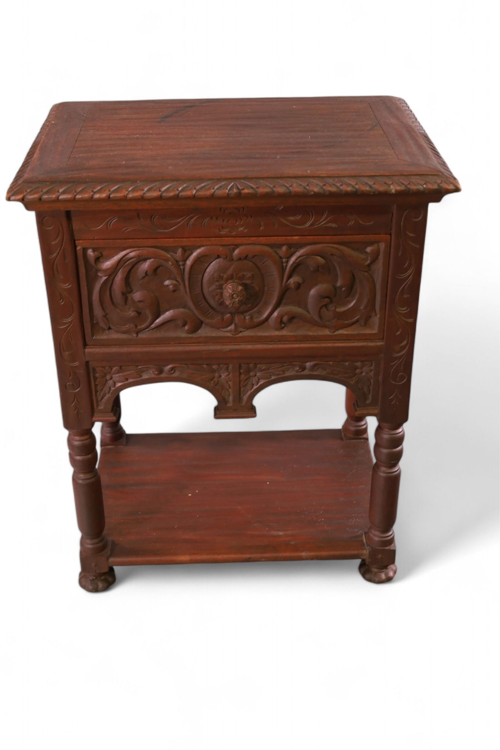 ANTIQUE CARVED SPANISH STYLE END TABLE (1 of 3)