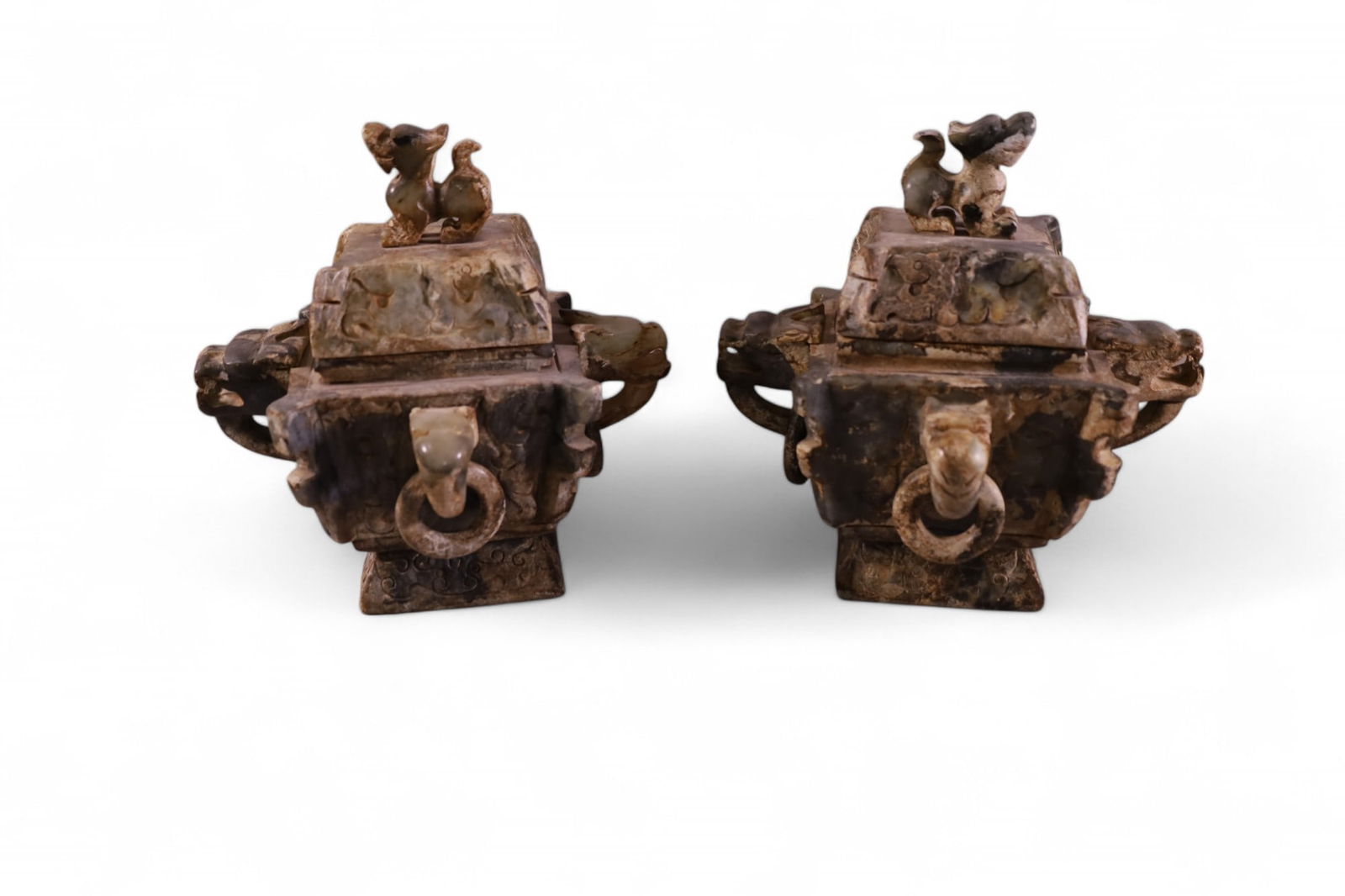 PAIR OF STONE CARVED JARS (1 of 3)