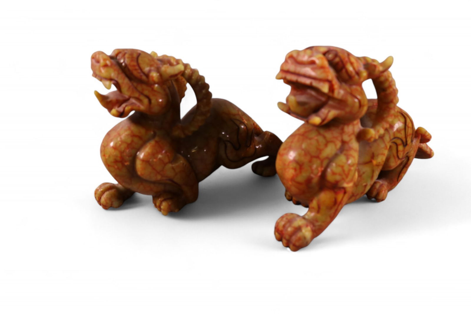 PAIR OF STONE CARVED FOO LIONS (1 of 3)