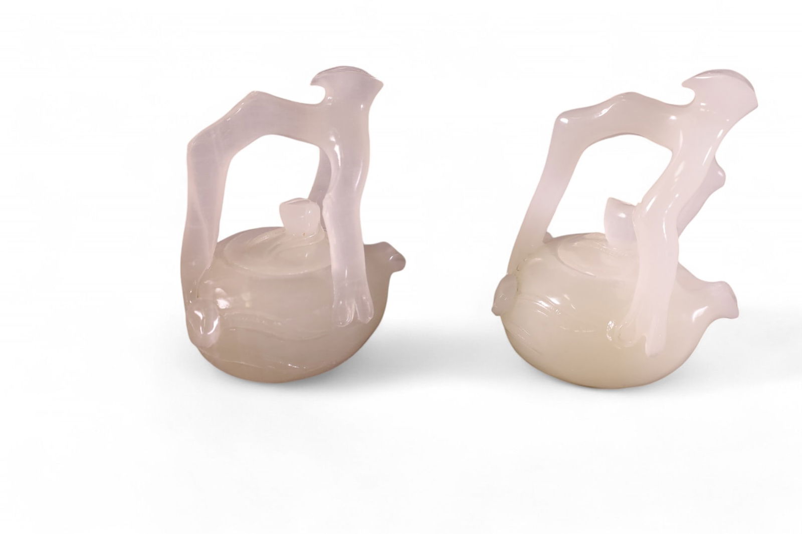 PAIR OF WHITE JADE TEA POTS (1 of 2)