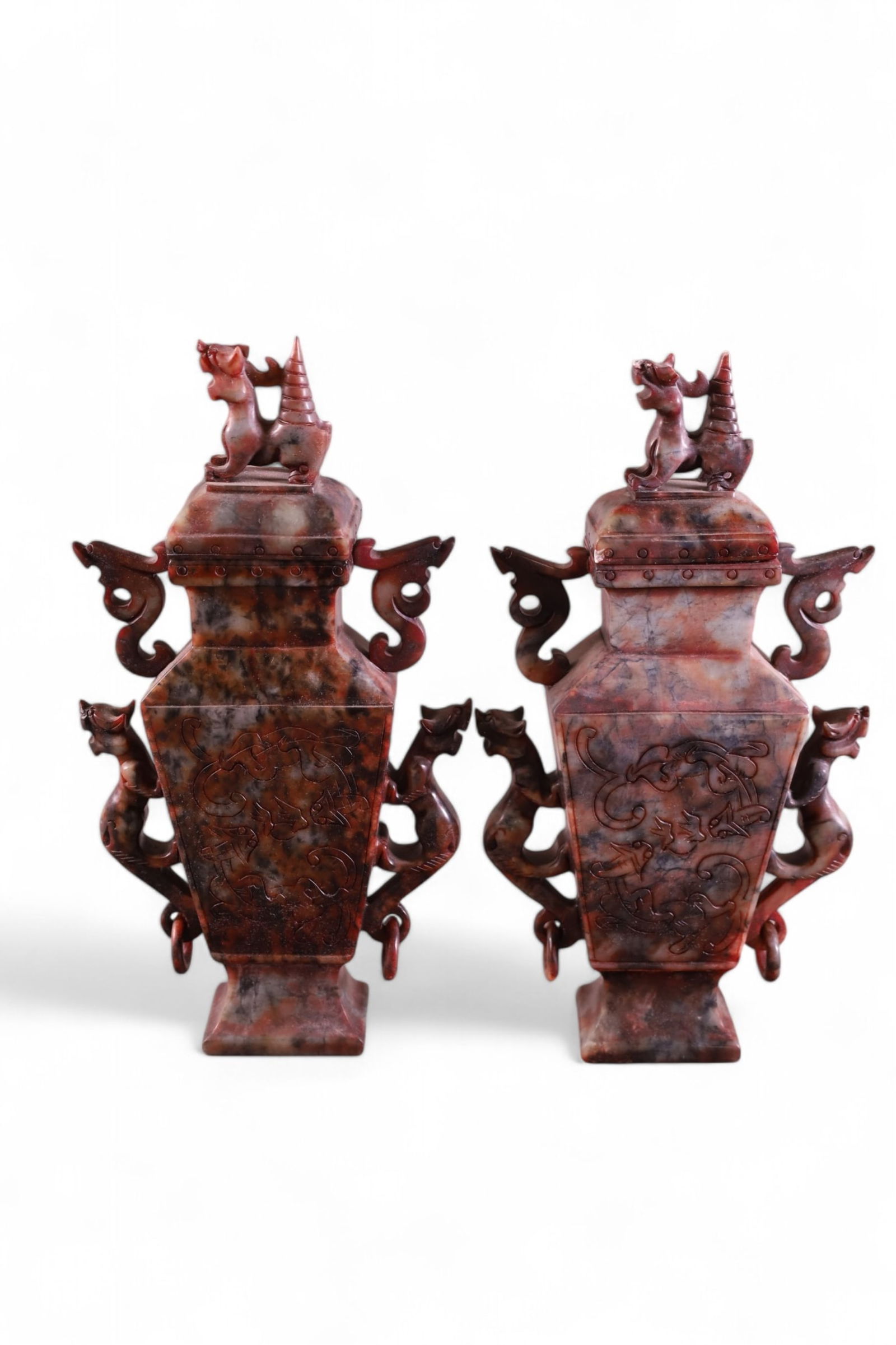 PAIR OF CHINESE CARVED STONE URNS (1 of 2)