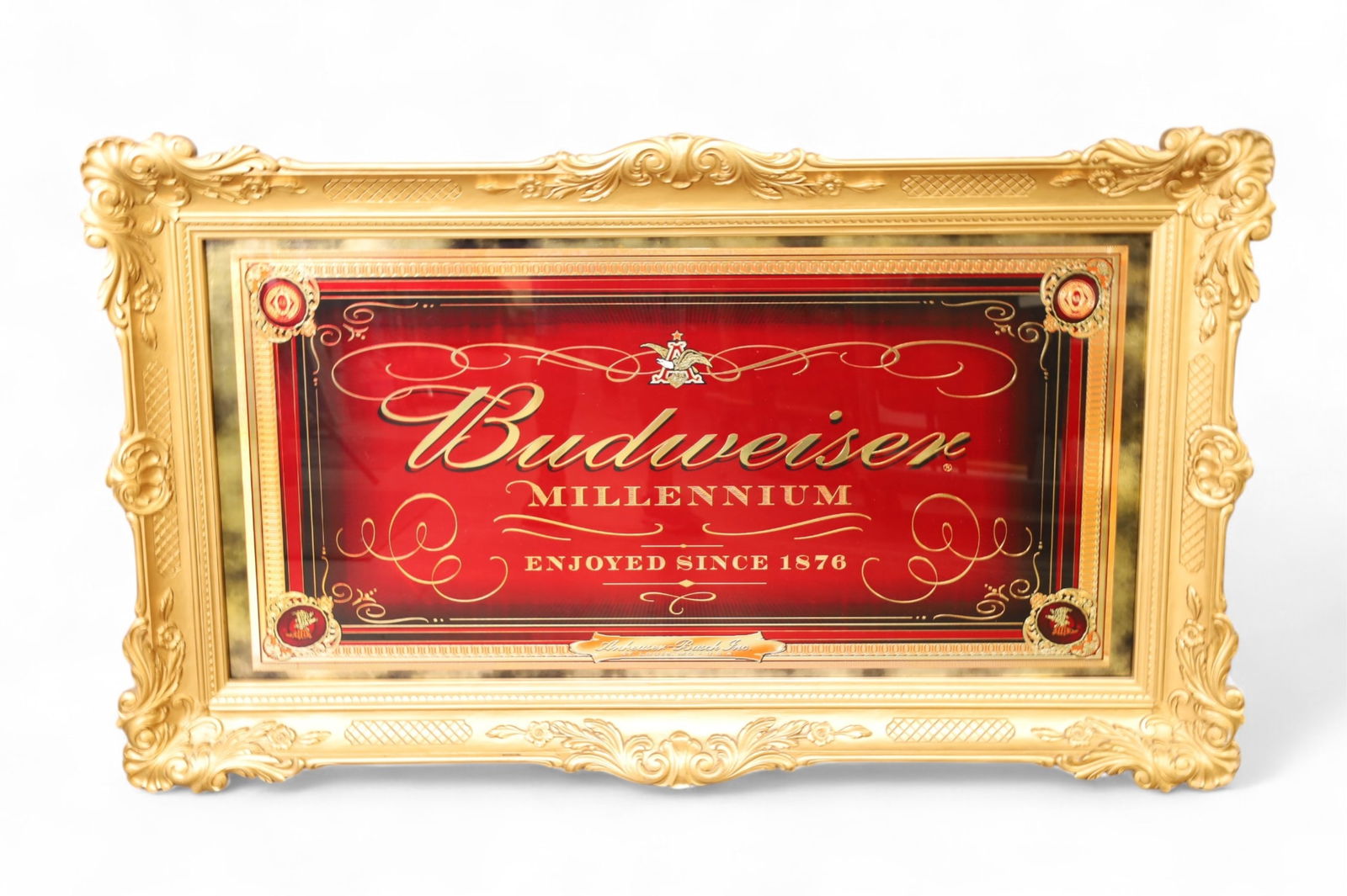 Rare Budweiser Millennium Framed Light Up Mirror Sign