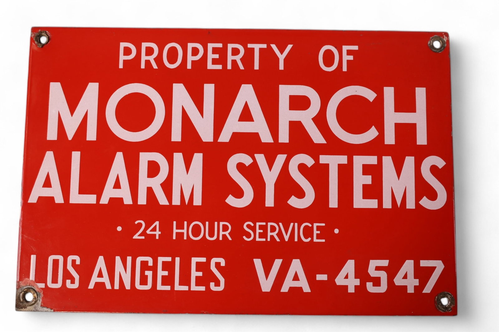 MONARCH ALARM SYSTEMS PORCELAIN SIGN (1 of 2)