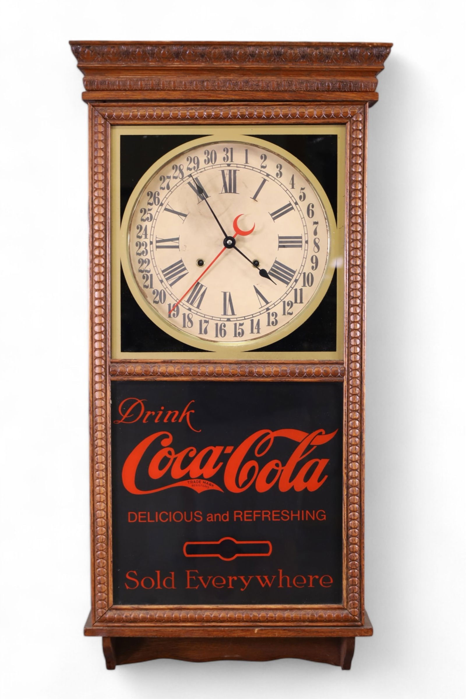 COCA COLA OAK CALENDAR CLOCK (1 of 2)