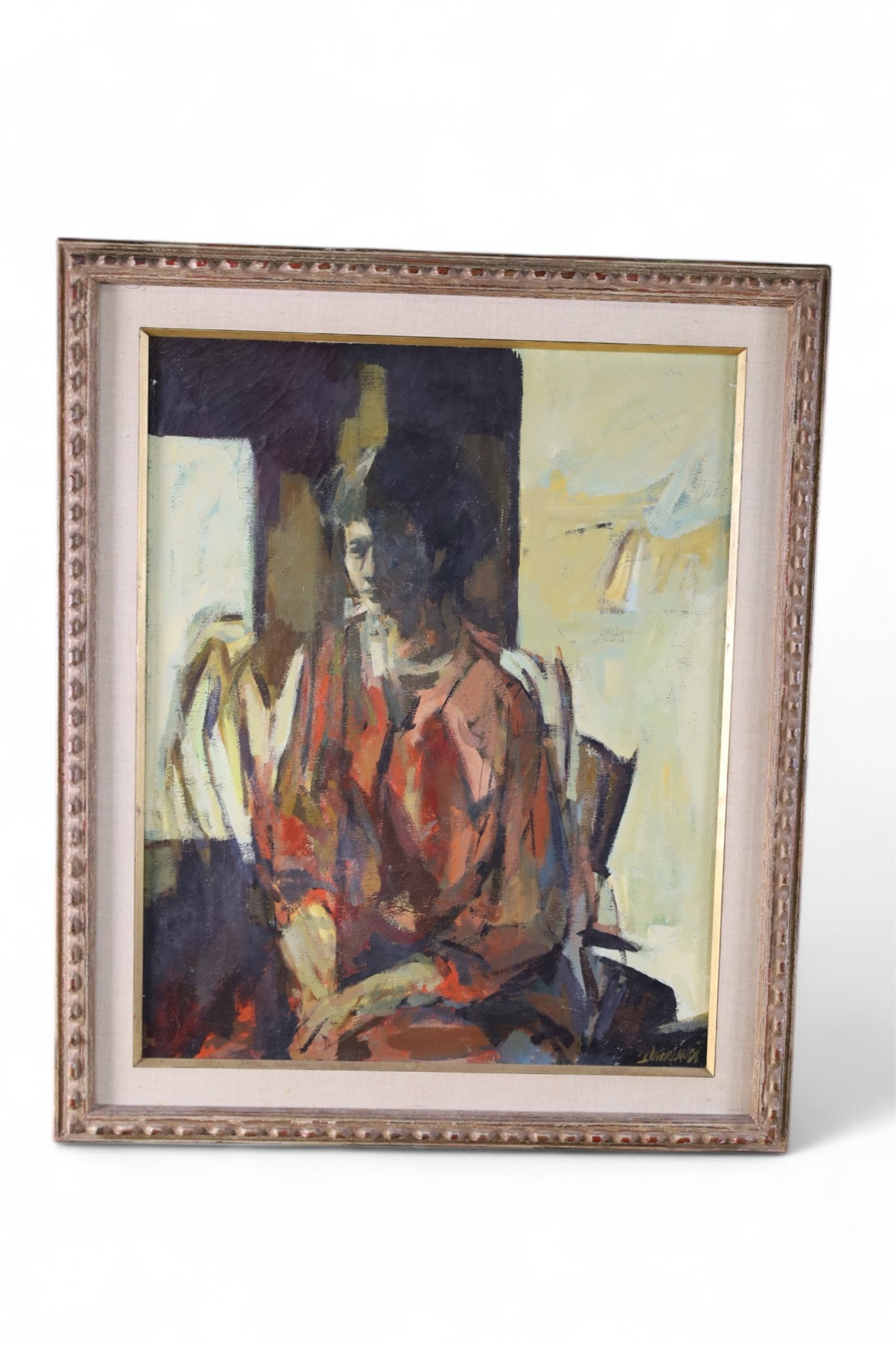 FRANK INTERLANDI OIL PAINTING: OIL ON CANVAS, SIGNED LOWER RIGHT, 31" x 37" IN FRAME.