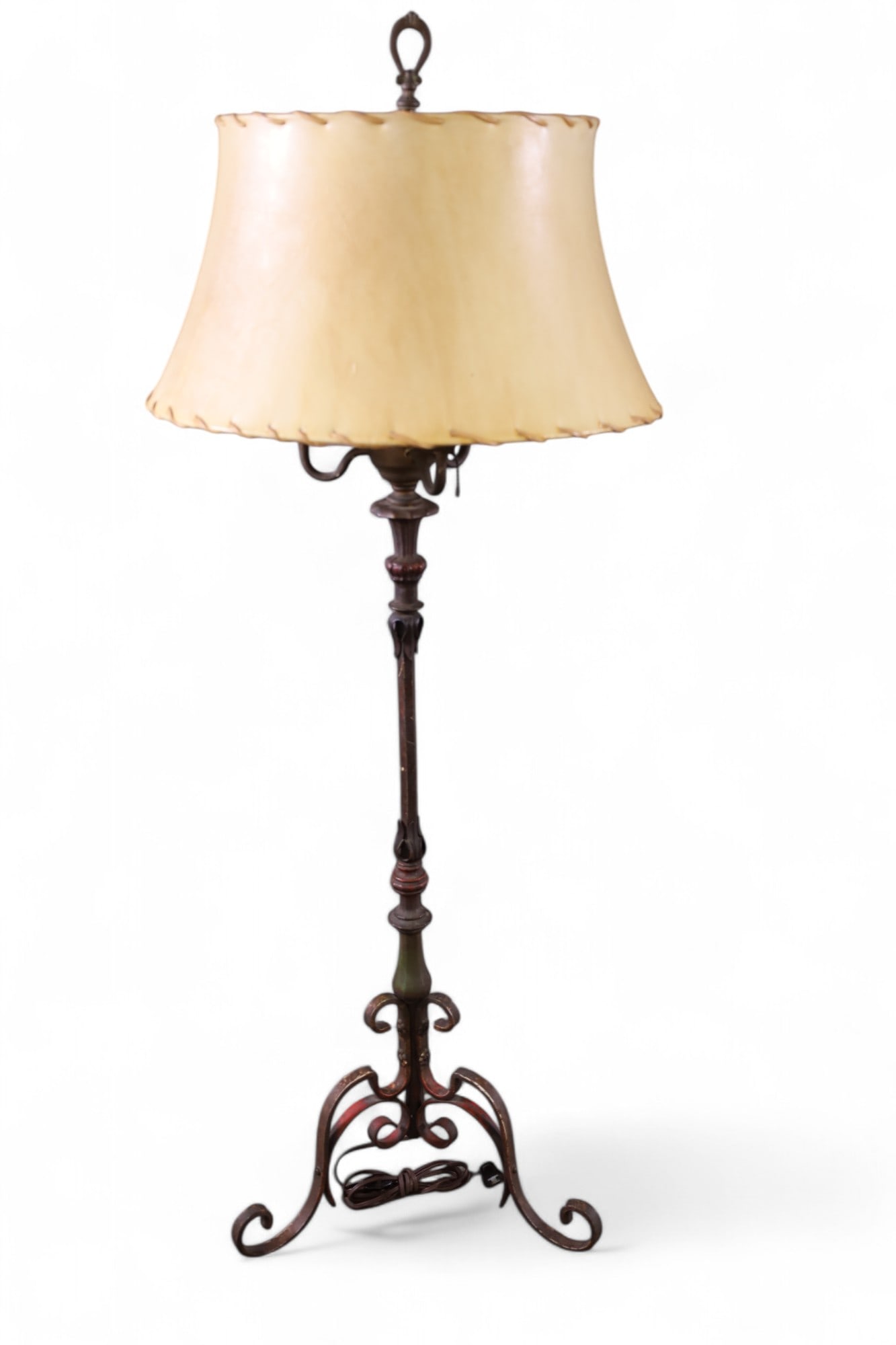 SPANISH FLOOR LAMP W/ RAWHIDE SHADE (1 of 4)