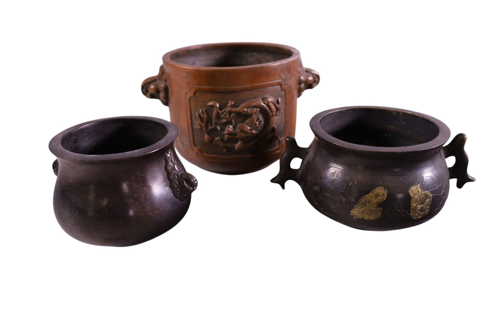 3 ASIAN BRONZE PLANTERS (1 of 3)