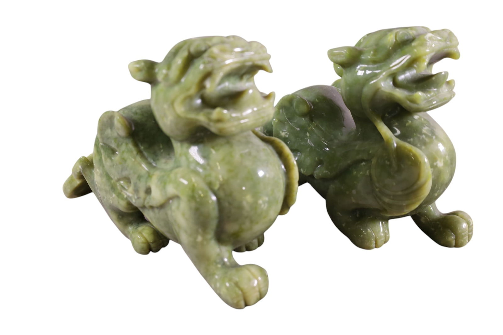 PAIR OF MARBLE FOO LIONS (1 of 2)