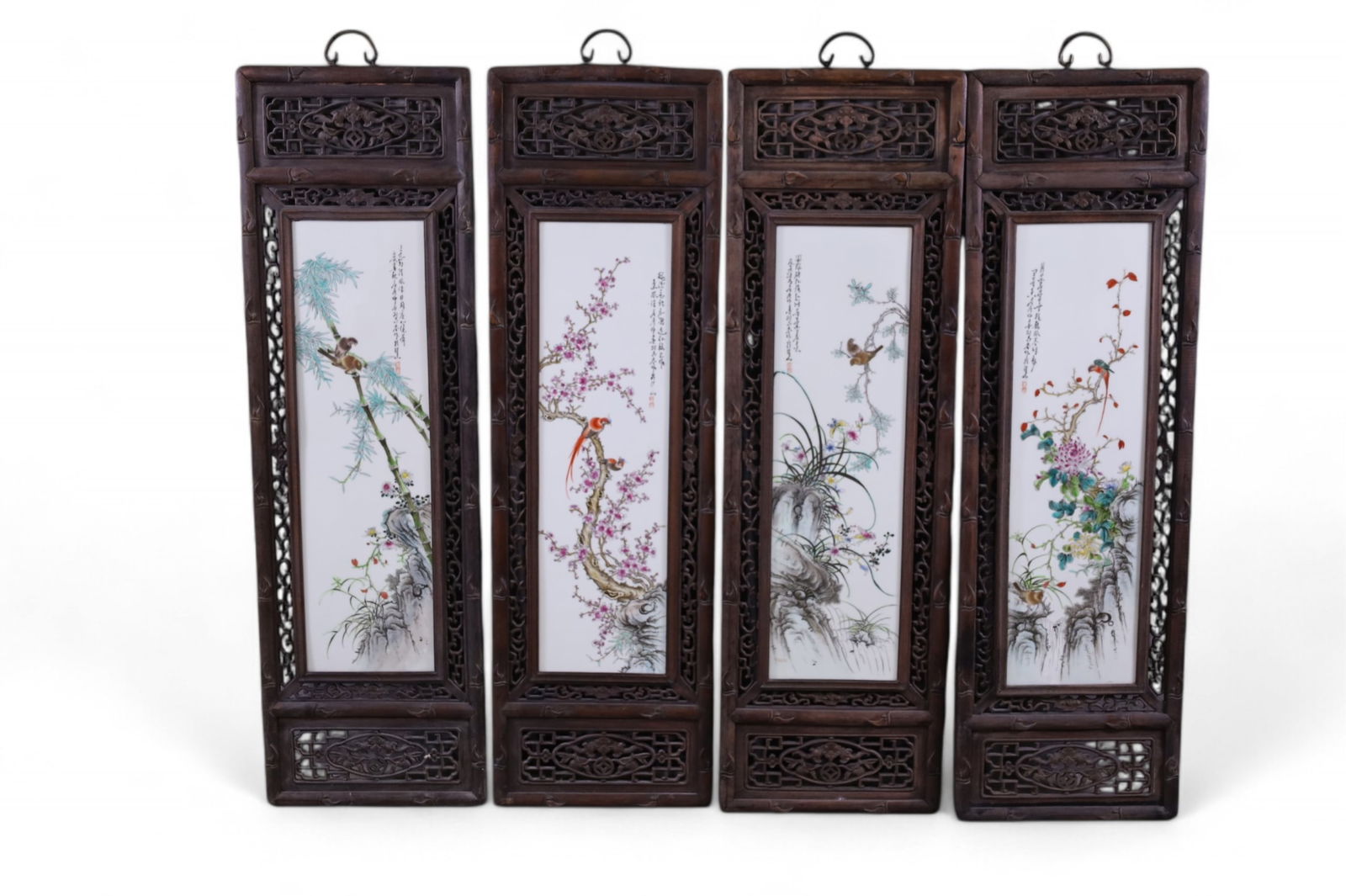 4 FRAMED CHINESE PORCELAIN PANELS (1 of 6)