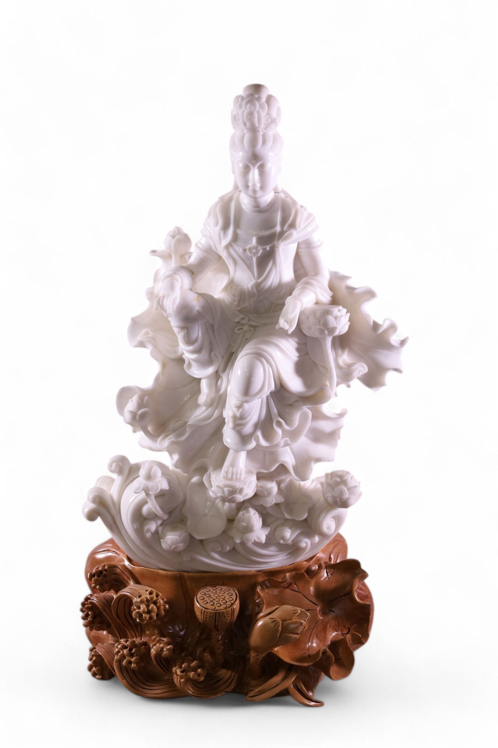 WHITE MARBLE CHINESE BUDDHA STATUE (1 of 4)