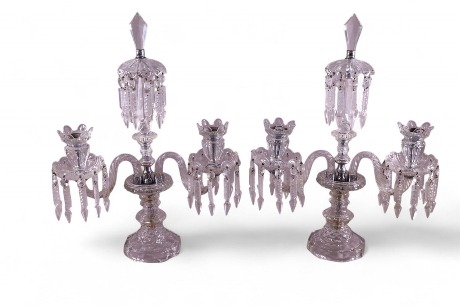 PAIR OF CRYSTAL PRISM CANDLE LAMPS (1 of 3)
