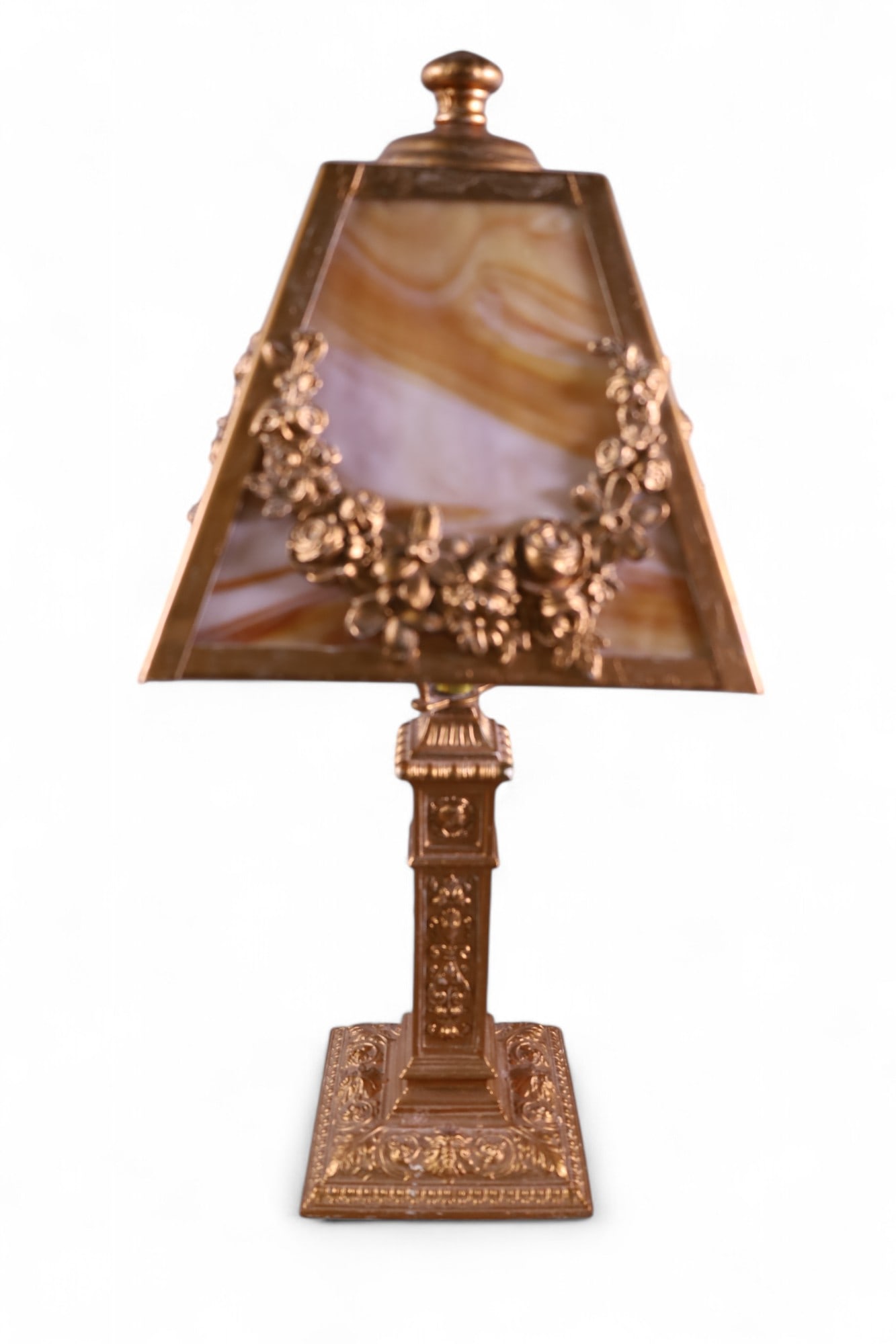 SMALL 1920'S SLAG GLASS TABLE LAMP (1 of 2)