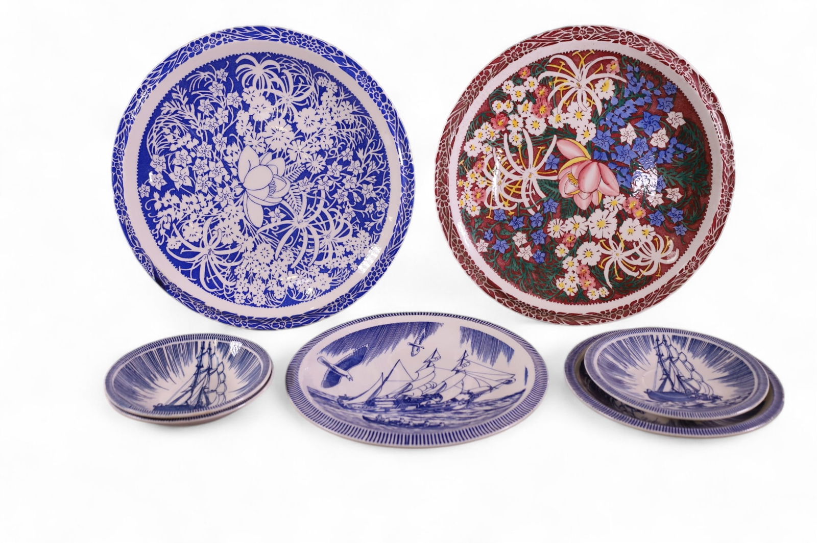 7 PIECES OF VERNON KILNS: 2 PIECES OF DON BLANDING, 12" DIAM PLATES. & MOBY DICK ROCKWELL KENT.