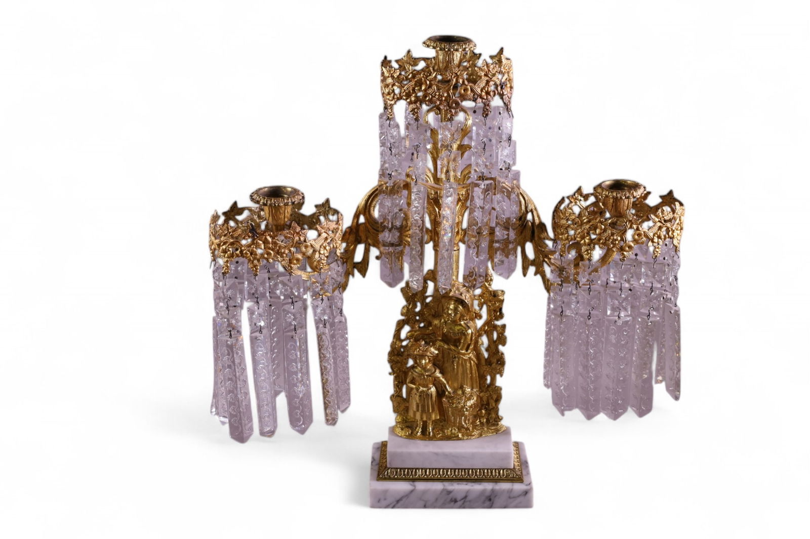 LARGE CRYSTAL PRISM FIGURAL CANDELABRA (1 of 3)