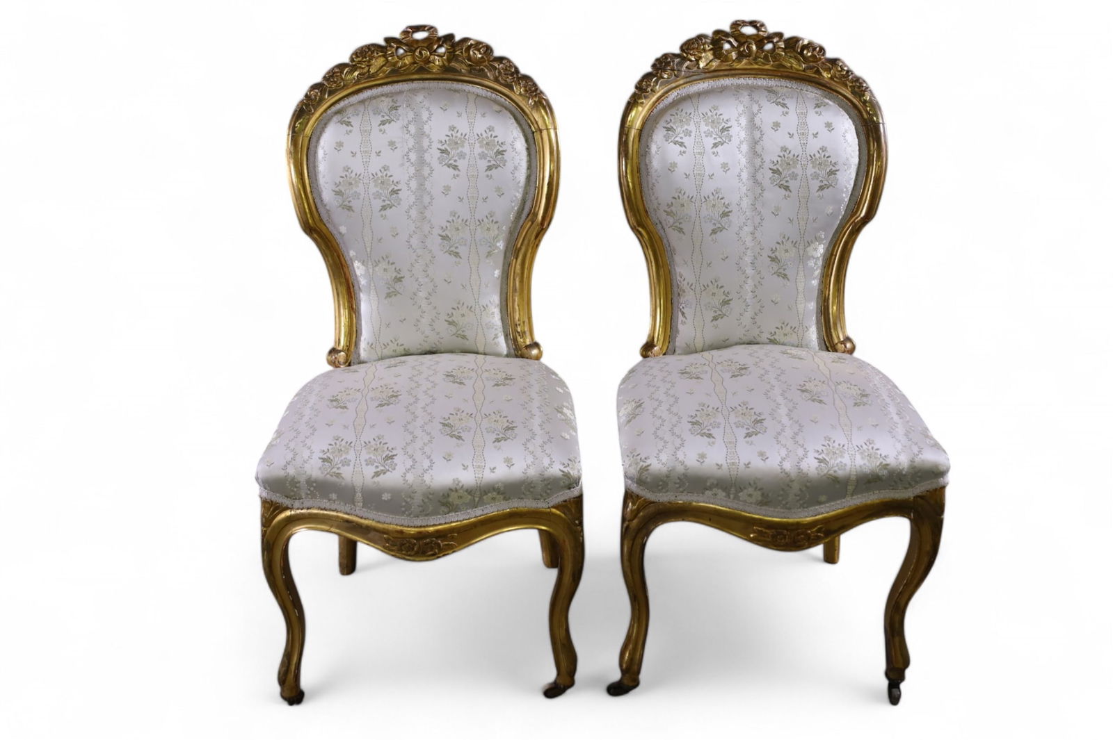 PAIR OF VICTORIAN GOLD GILT SIDE CHAIRS (1 of 4)