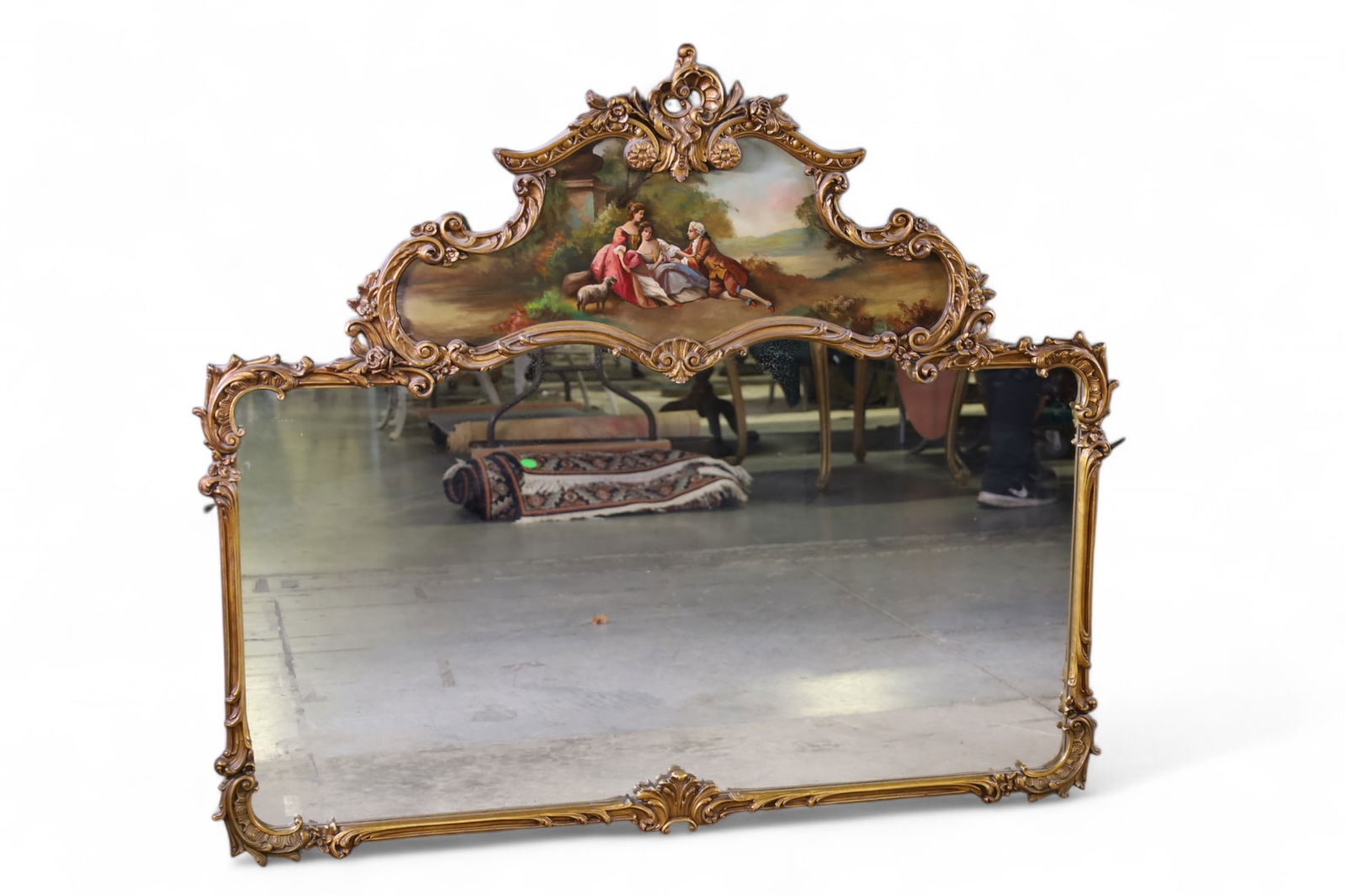 LARGE FRENCH STYLE TRUMEAU MIRROR (1 of 3)