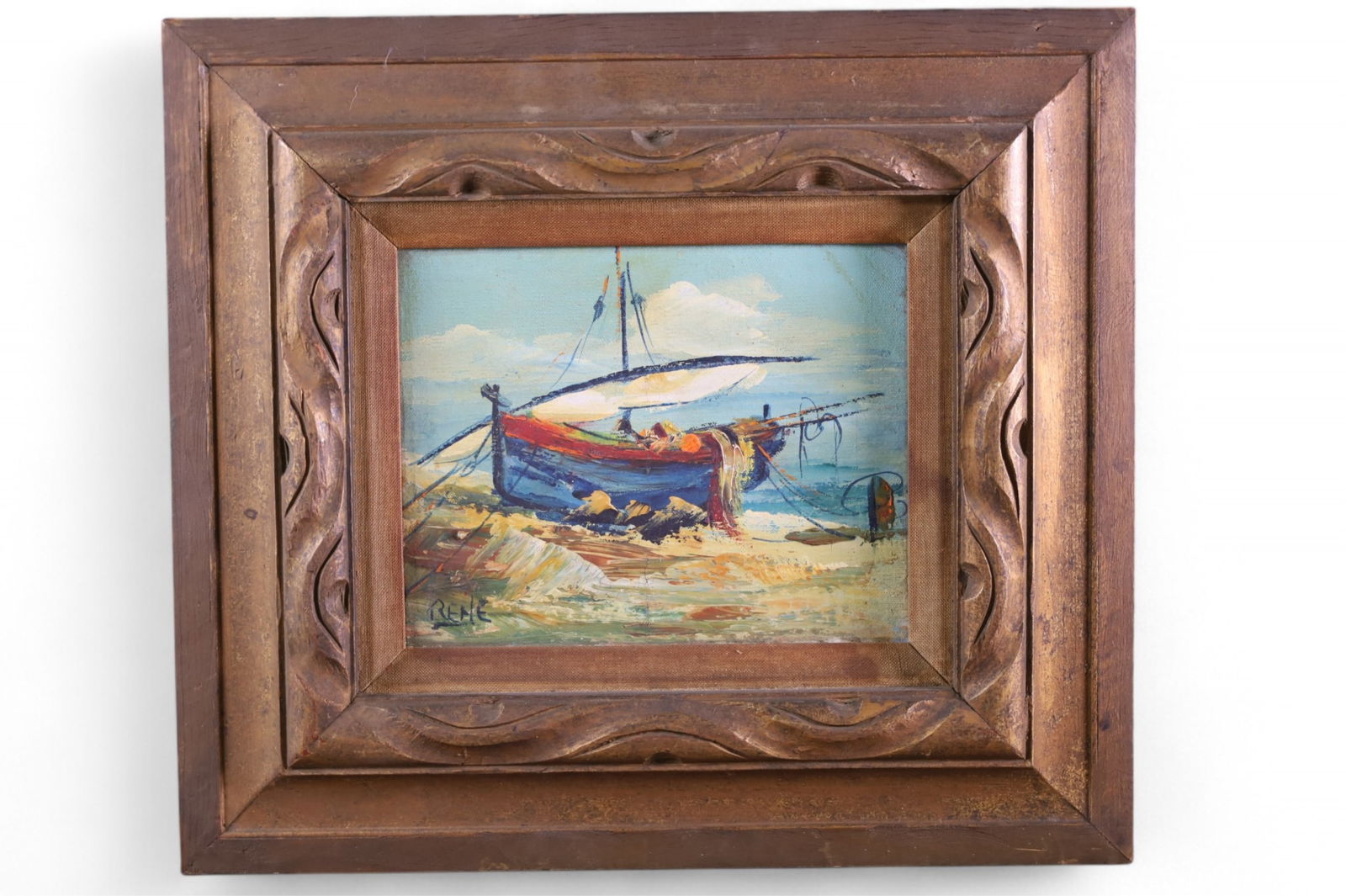 HARBOR SCENE OIL PAINTING (1 of 2)