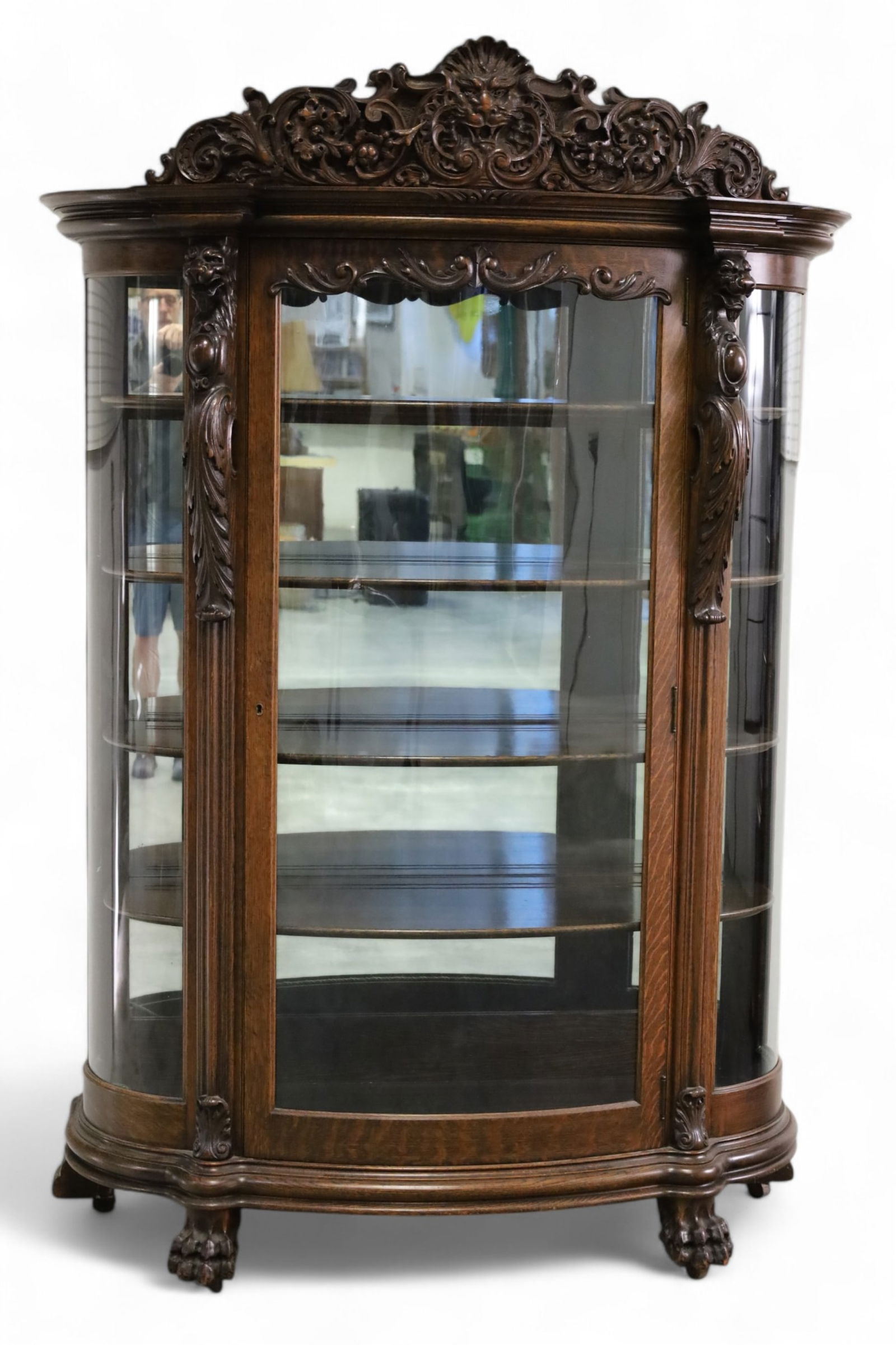 1900'S AM. OAK ORNATE CHINA CABINET (1 of 4)