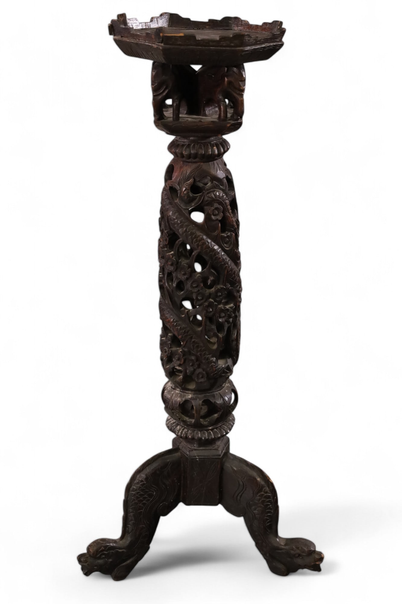 HIGHLY CARVED CHINESE PEDESTAL (1 of 4)