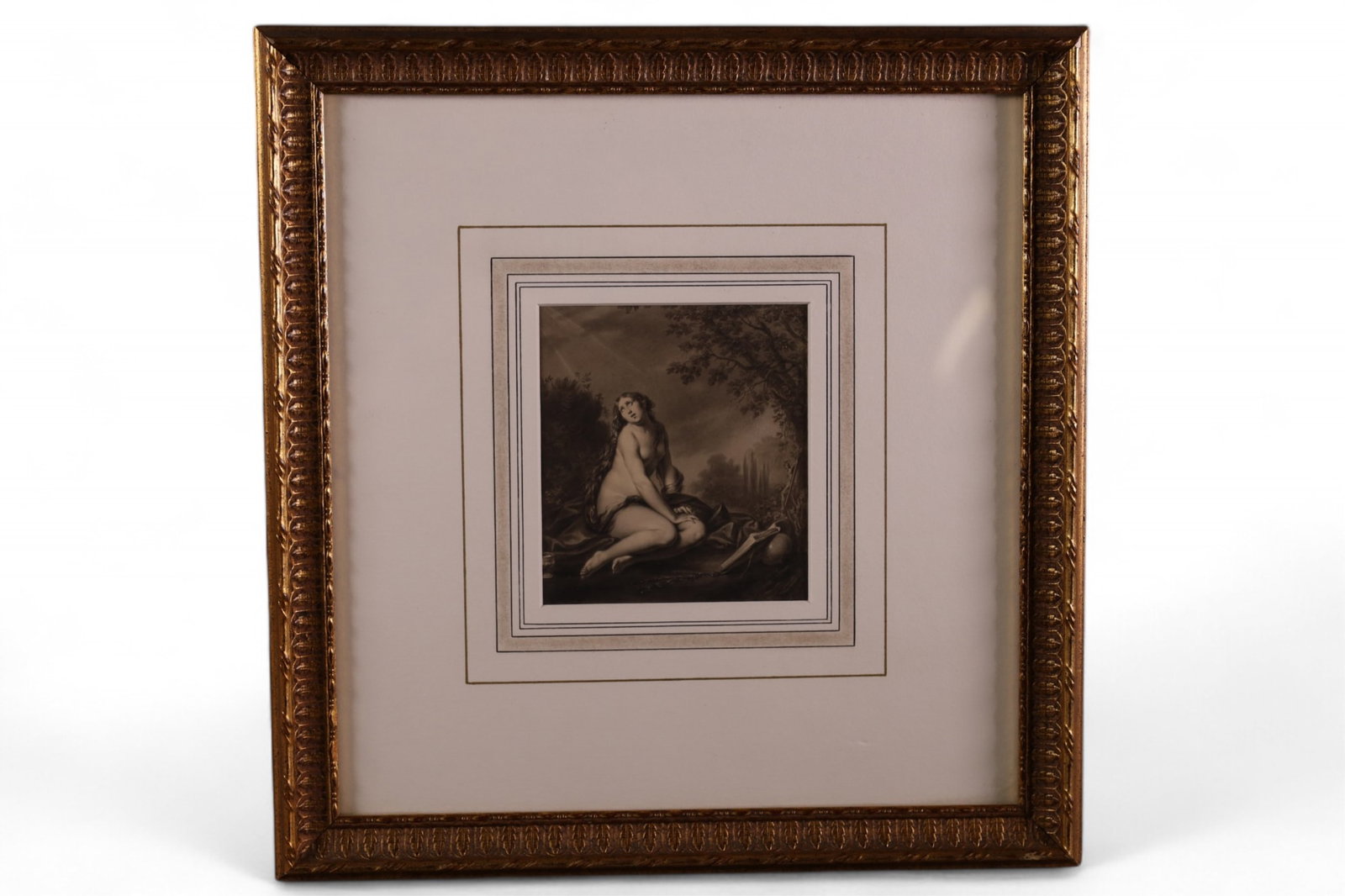 SIGMUND FERDINAND PERGER NUDE ETCHING: FRAMED ETCHING, SIGNED SIGMUND FERDINAND PERGER. 13" x 13 1/2" IN FRAME