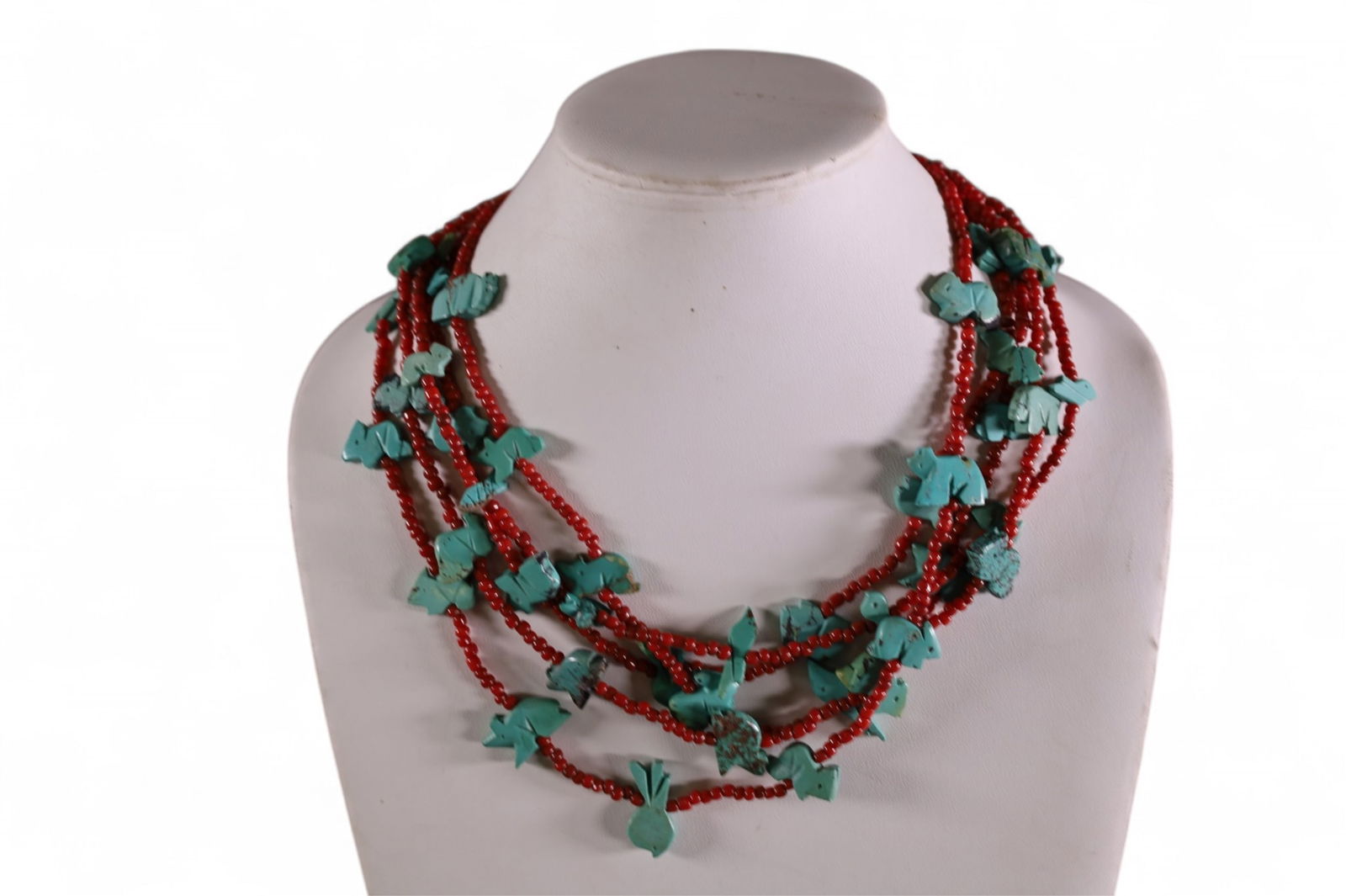 TURQUOISE & CORAL 45 FETISH NECKLACE (1 of 3)
