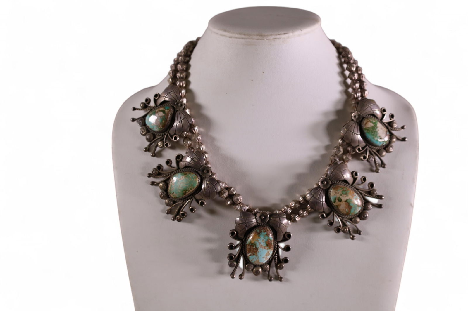 STERLING & TURQUOISE NECKLACE & EARRINGS SET (1 of 2)