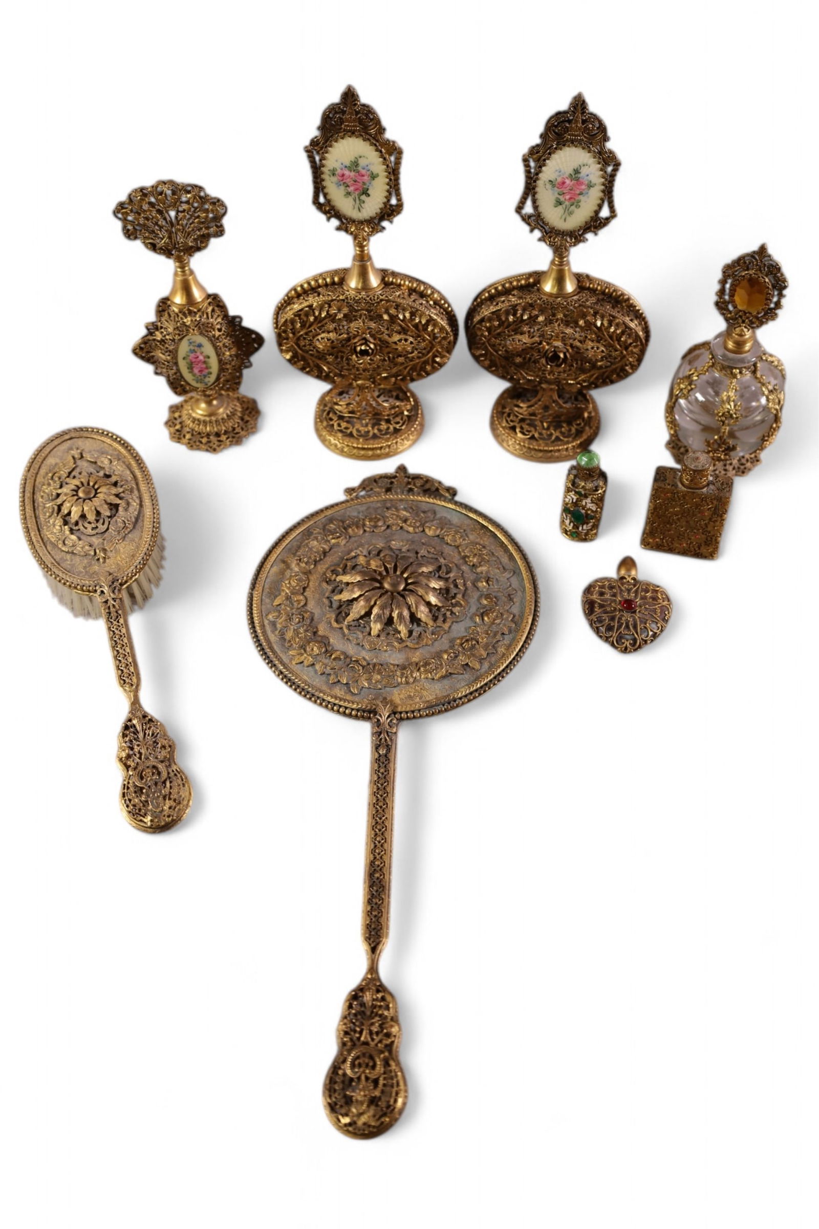 10 PIECE GOLD GILT DRESSER SET (1 of 4)