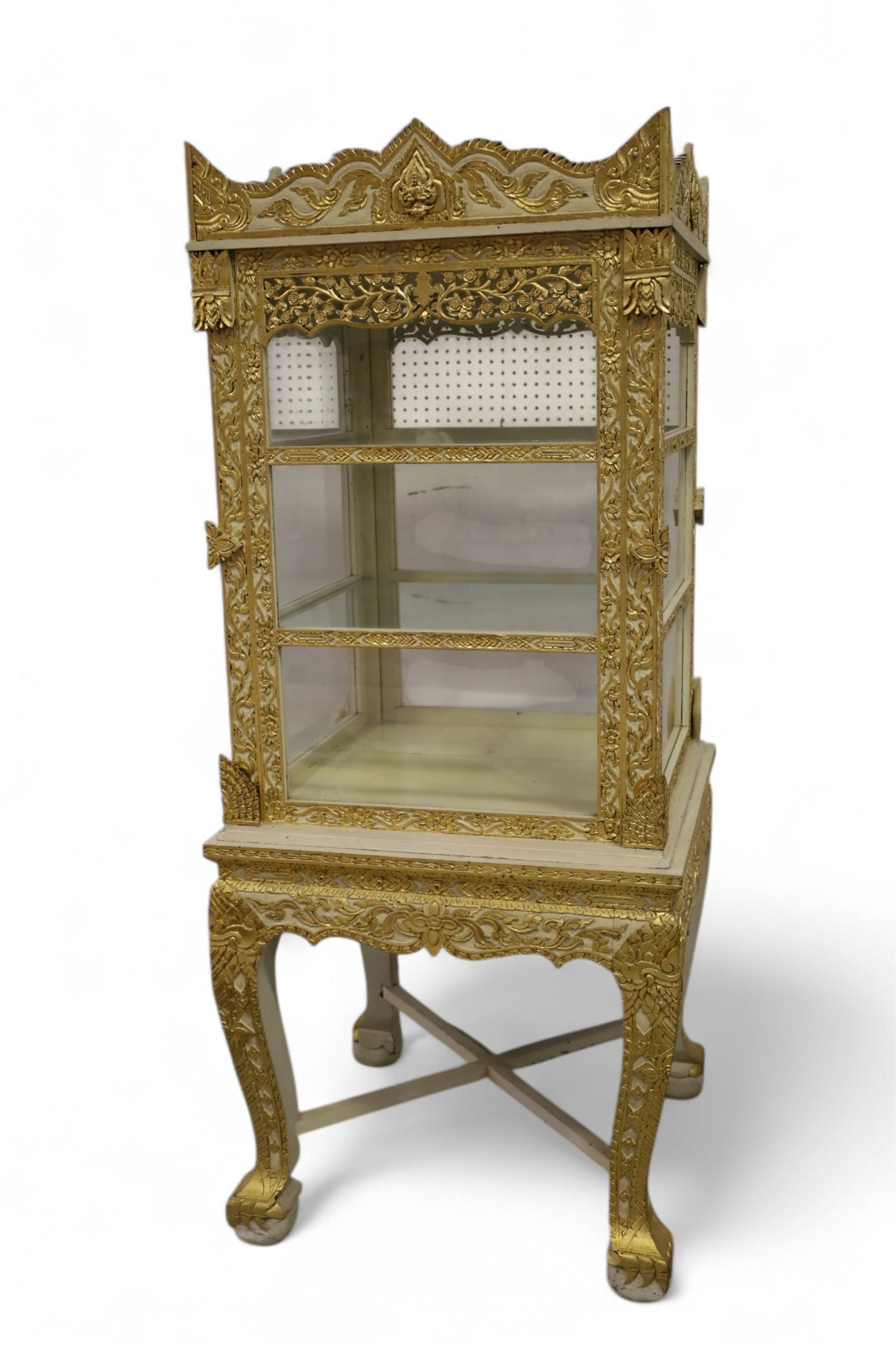 GLASS & GILT WOOD SHOWCASE OR CURIO (1 of 3)