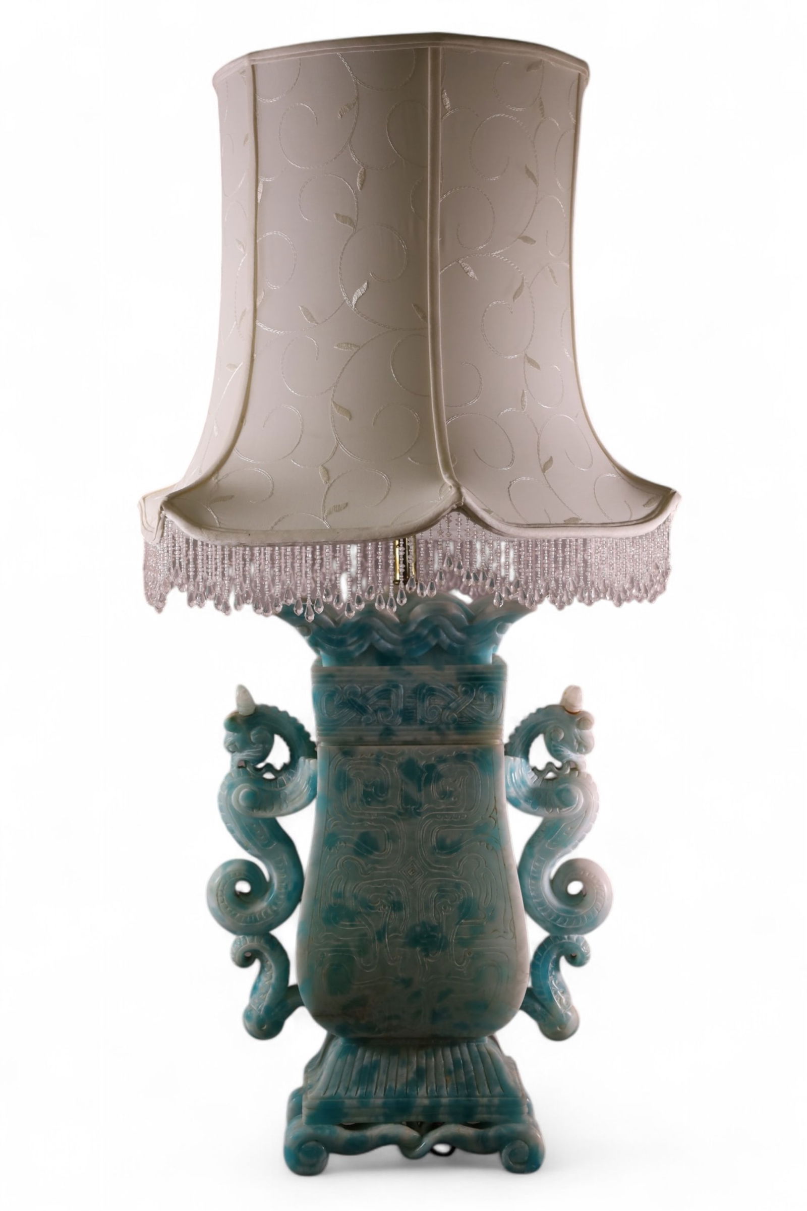 LARGE CHINESE HARDSTONE LAMP (1 of 4)