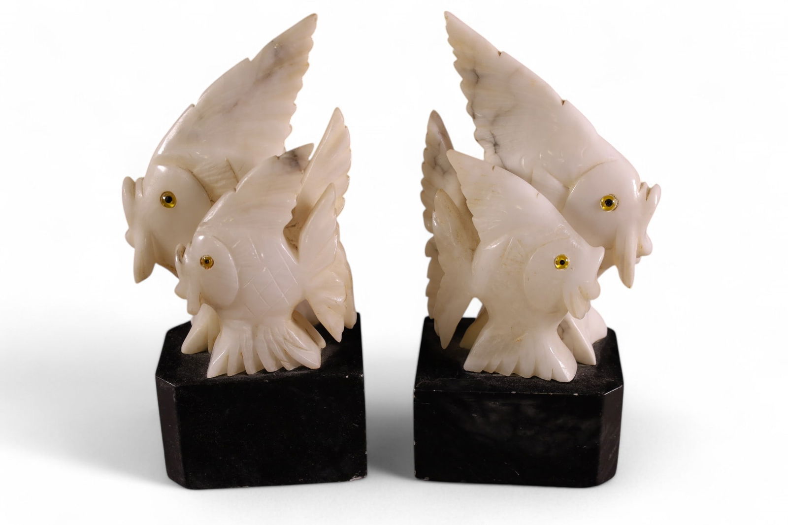 PAIR OF MARBLE FISH BOOKENDS (1 of 1)