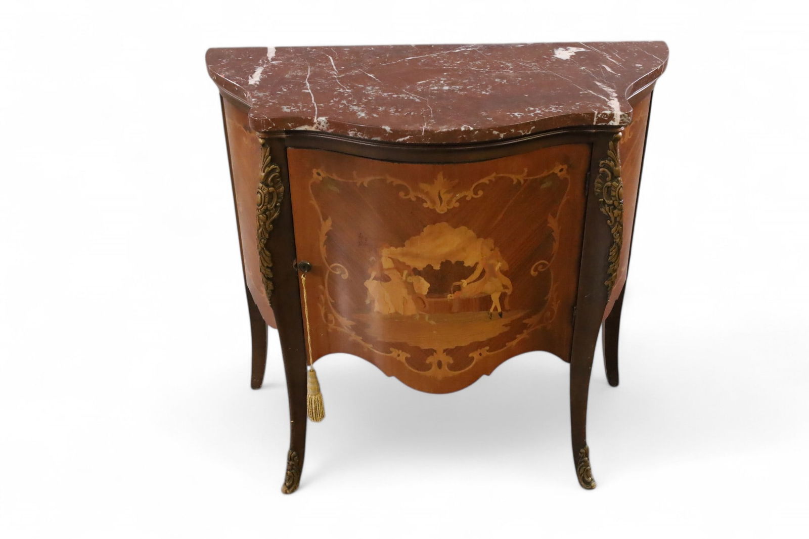 INLAID FRENCH STYLE MARBLE TOP COMMODE (1 of 3)