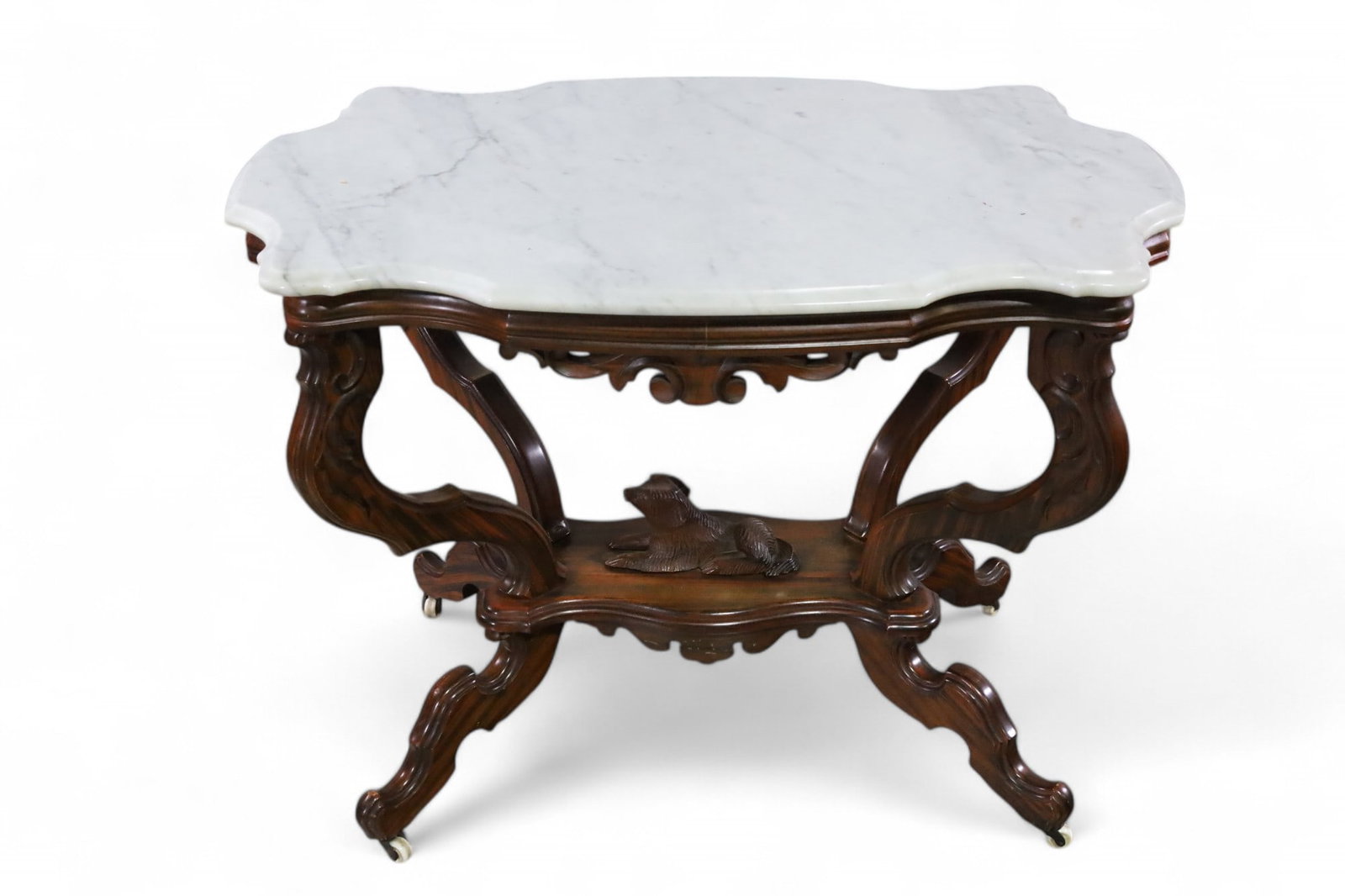 VICTORIAN ROSEWOOD MARBLE TOP LAMP TABLE (1 of 3)