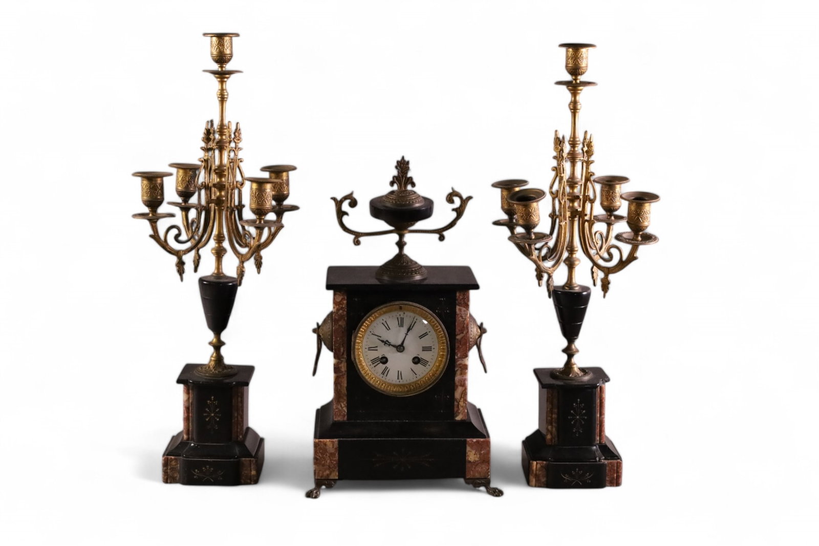 3 PIECE MARBLE & SLATE CLOCK SET (1 of 6)