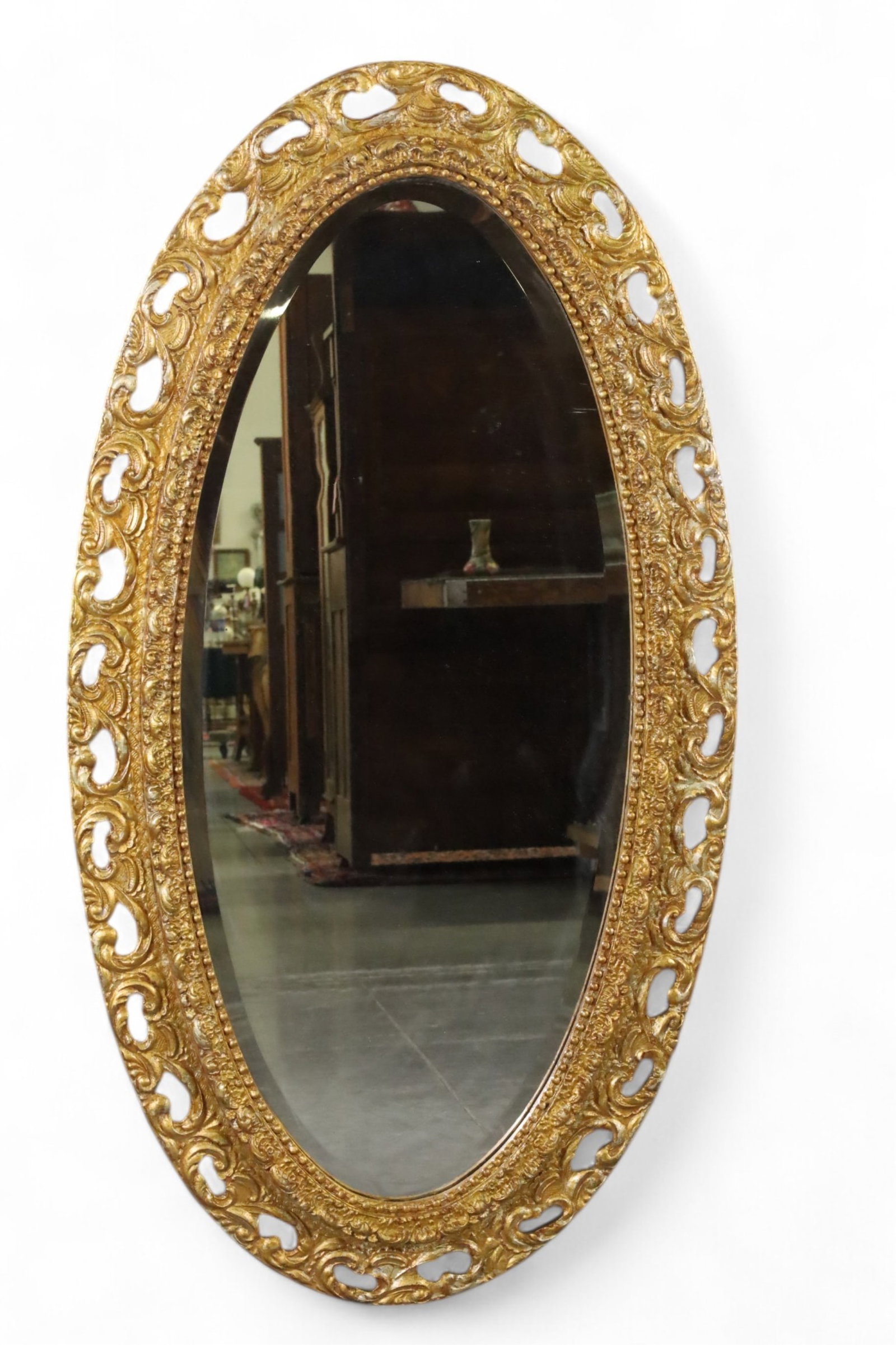 ANTIQUE GOLD GILT BEVELED WALL MIRROR (1 of 3)
