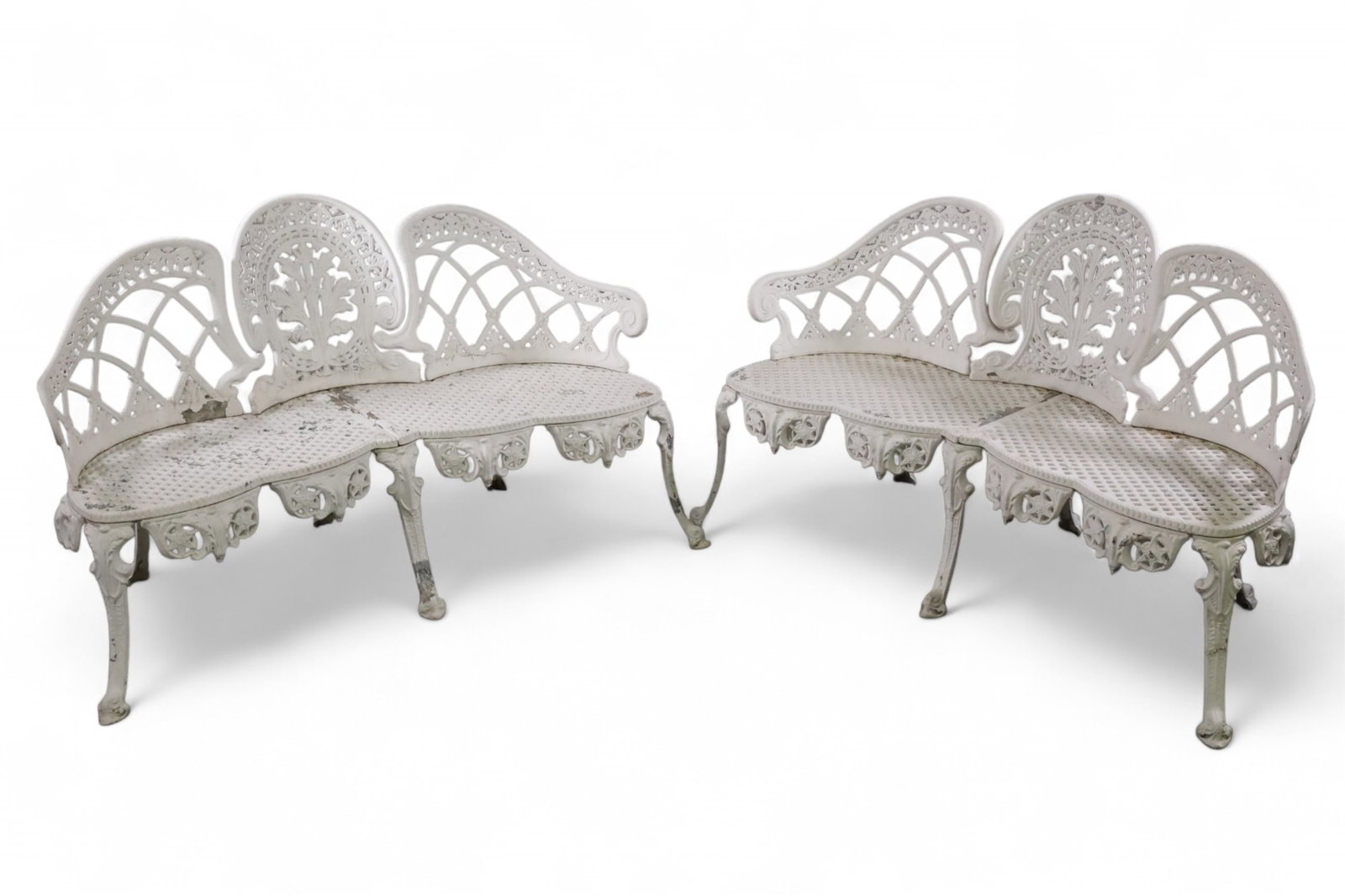 PAIR OF VICTORIAN STYLE ALUMINIUM PATIO BENCHES (1 of 5)