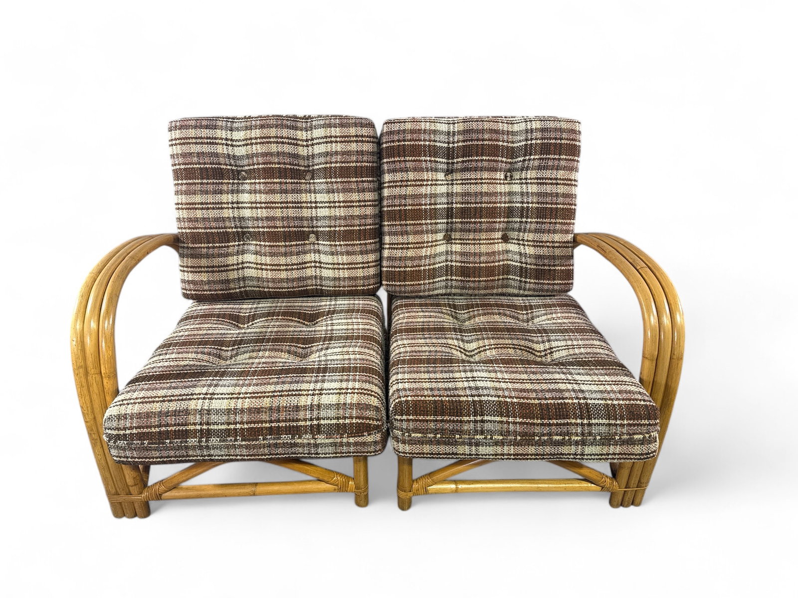 TWO PIECE VINTAGE RATTAN SETTEE (1 of 4)