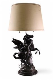 LARGE BRONZE PEGASUS LAMP