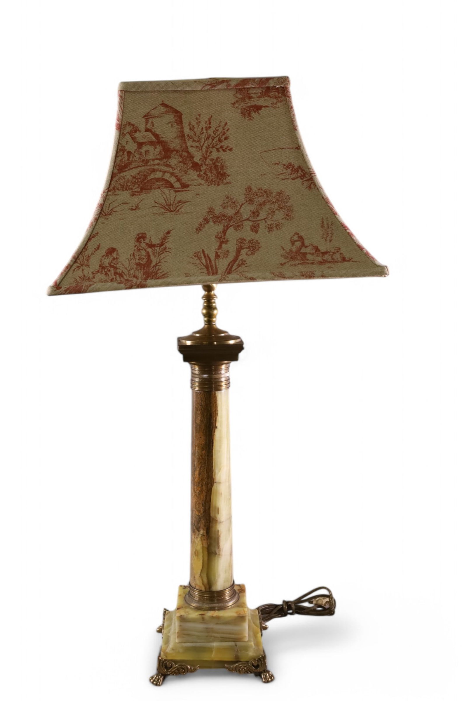 FRENCH STYLE GREEN ALABASTER TABLE LAMP (1 of 2)