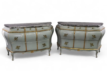 PAIR OF ITALIAN MARBLE TOP COMMODES
