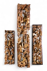 HIGHLY CARVED CHINESE WOOD PANELS