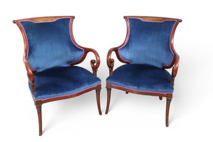 PAIR OF INLAID MAHOGANY PARLOR CHAIRS