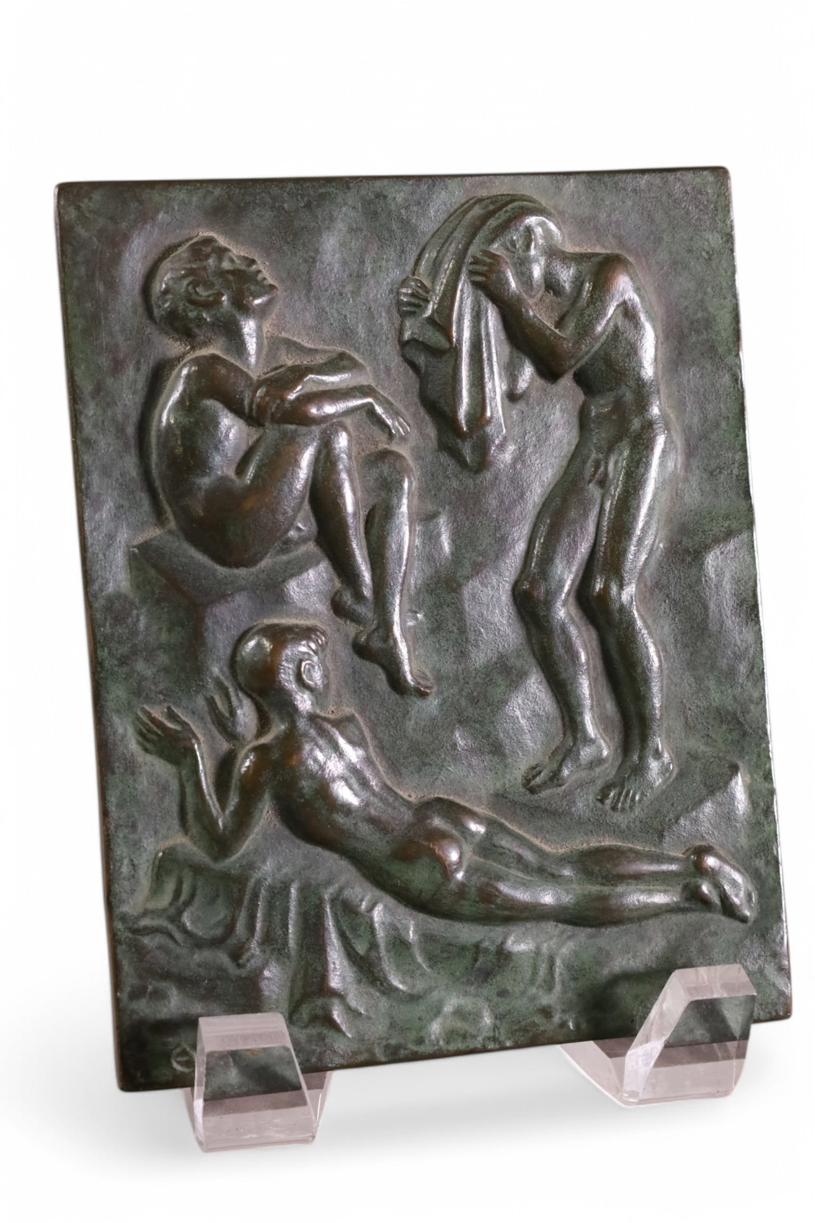 NUDE BRONZE PLAQUE: SMALL NUDE BRONZE PLAQUE, 5" H