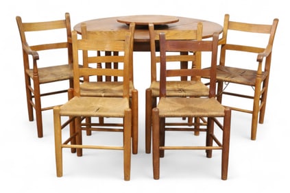 PRIMITIVE PINE DINING TABLE & CHAIRS