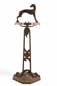ART DECO CAST IRON DOG SMOKESTAND