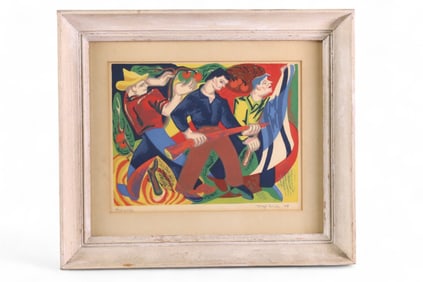 SIGNED COLORED BLOCK PRINT