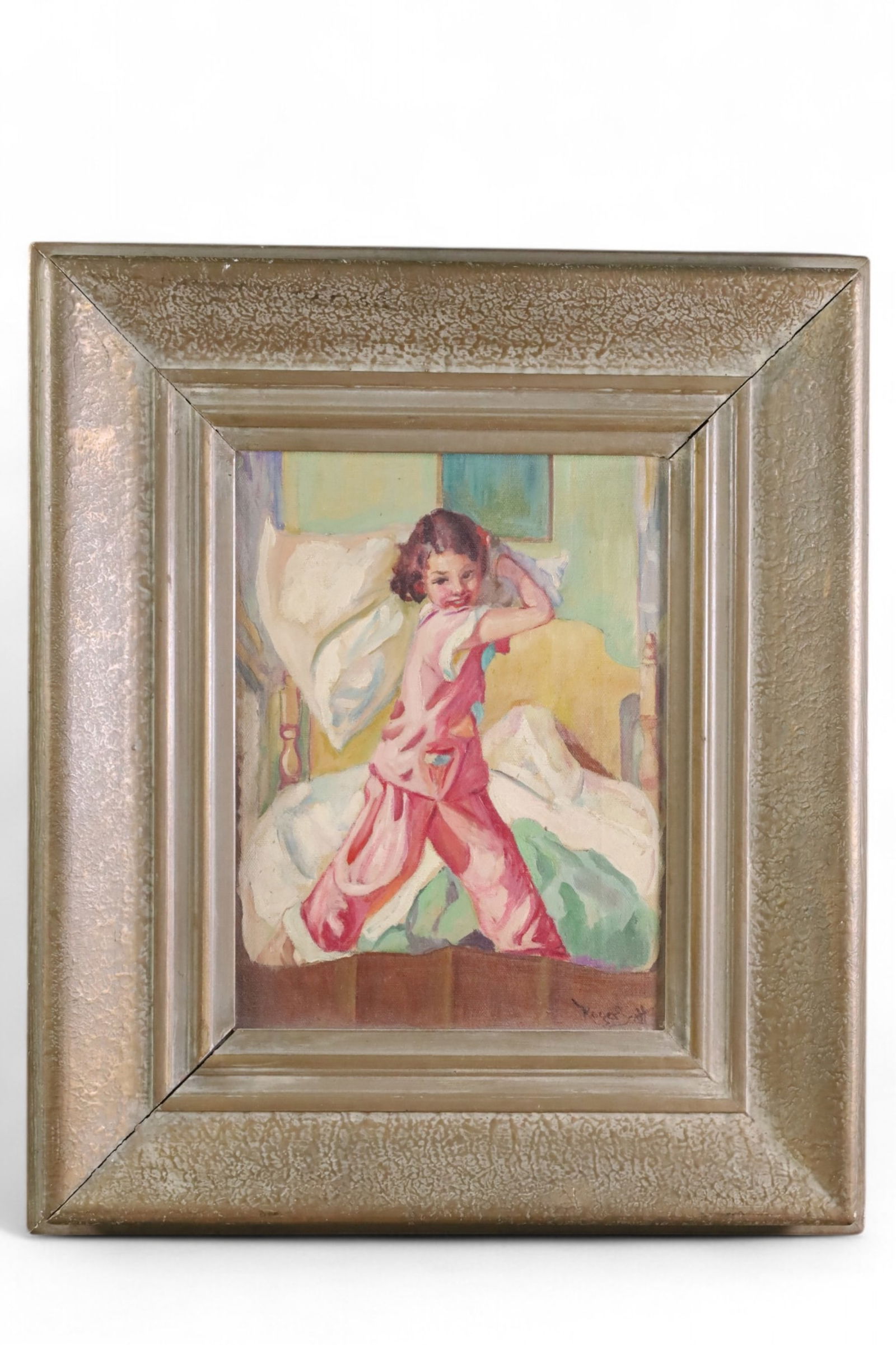 ROGER SCOTT "PILLOW FIGHT" OIL PAINTING (1 of 3)