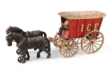 ANTIQUE CAST IRON ICE WAGON
